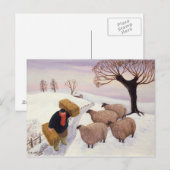 Hay vervoeren naar de schapen in de winter briefkaart (Voorkant / Achterkant)