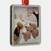 Hay vervoeren naar de schapen in de winter metalen ornament (Rechts)