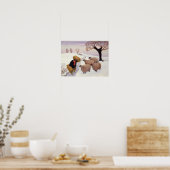 Hay vervoeren naar de schapen in de winter poster (Keuken)