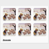 Hay vervoeren naar de schapen in de winter vierkante sticker (Vel)