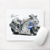 Hayabusa White-Blue Bike Muismat (Met muis)