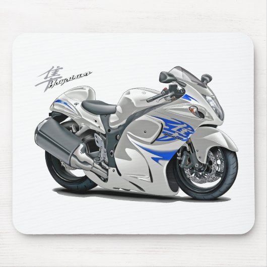 Hayabusa White-Blue Bike Muismat (Voorkant)