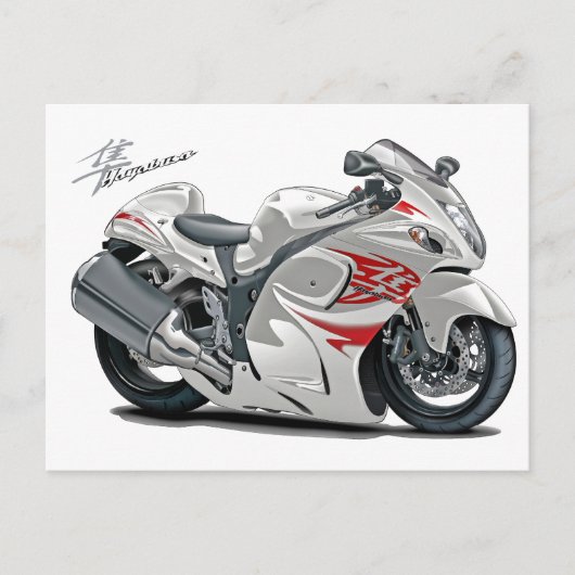 Hayabusa White-Red Bike Briefkaart (Voorkant)