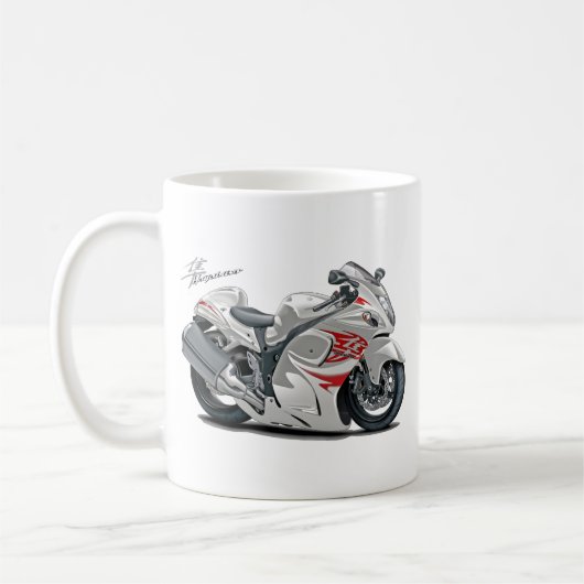 Hayabusa White-Red Bike Koffiemok (Links)