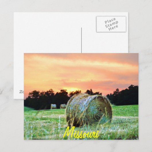haybalen in zonsondergang briefkaart (Voorkant / Achterkant)