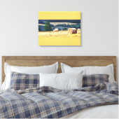 Haybales on hillsioil on canvas afdruk (Insitu (Slaapkamer))