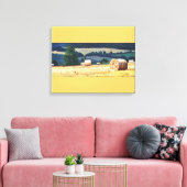 Haybales on hillsioil on canvas afdruk (Insitu (Woonkamer))