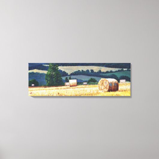 Haybales on hillsioil on canvas afdruk (Voorkant)