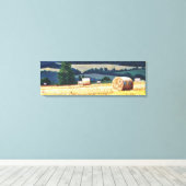 Haybales on hillsioil on canvas afdruk (Insitu (Houten vloer))