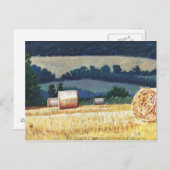 Haybales on hillsioil on canvas briefkaart (Voorkant / Achterkant)