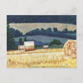 Haybales on hillsioil on canvas briefkaart (Voorkant)