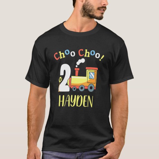 Hayden Choo Choo Two Train 2nd Birthday Turning 2 T-shirt (Voorkant)
