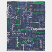 Hayden gepersonaliseerde naam groen blauw grijs de fleece deken (Voorkant)