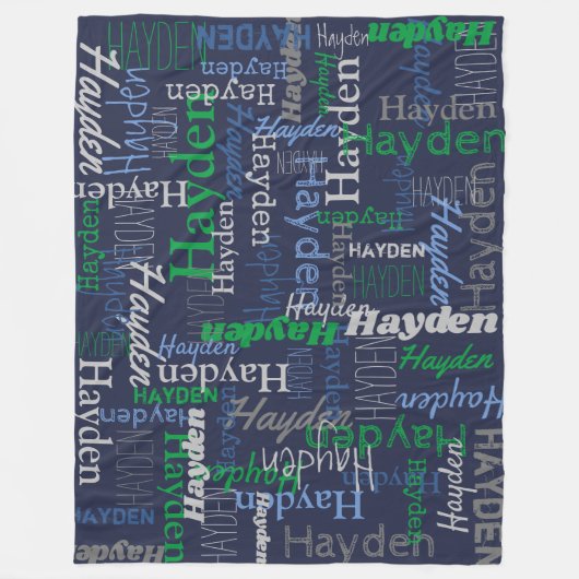 Hayden gepersonaliseerde naam groen blauw grijs de fleece deken (Voorkant)