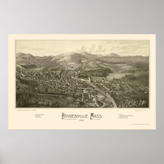 Haydenville, MA Panoramic Map - 1886 Poster (Voorkant)
