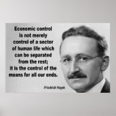 Hayek Economic Control Quote Poster (Voorkant)