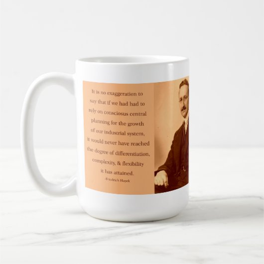 Hayek over centrale planning koffiemok (Links)