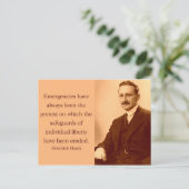 Hayek over noodsituaties briefkaart (Staand voorkant)