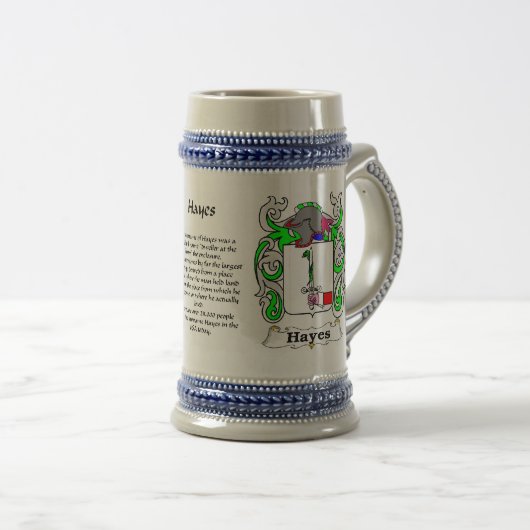 Hayes Family Crest Ceramic Stein Bierpul (Voorkant rechts)