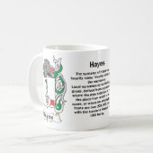 Hayes Family Crest over amug Koffiemok (Voorkant links)