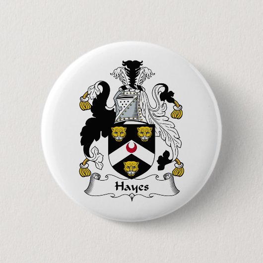 Hayes Family Crest Ronde Button 5,7 Cm (Voorkant)