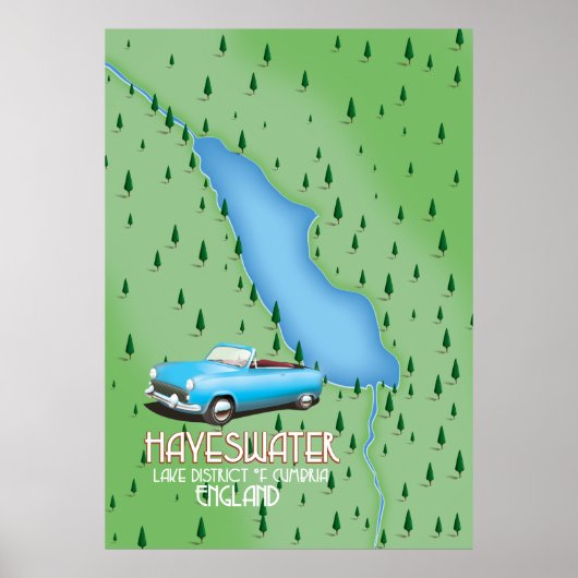 Hayeswater Lake District kaart reisposter Poster (Voorkant)