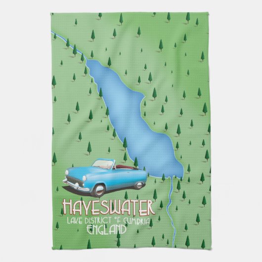 Hayeswater Lake District kaart reisposter Theedoek (Verticaal)