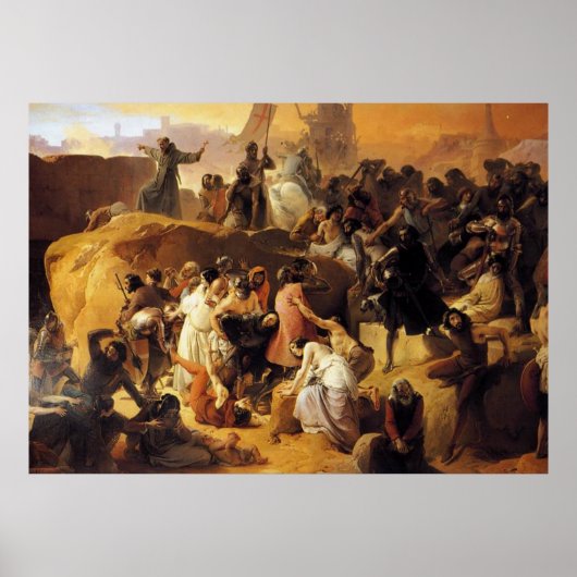 Hayez Fracesco-Crusaders Thirsting near Jerusalem Poster (Voorkant)