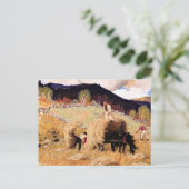 Haying, populair schilderij van Clarence Gagnon Briefkaart (Staand voorkant)