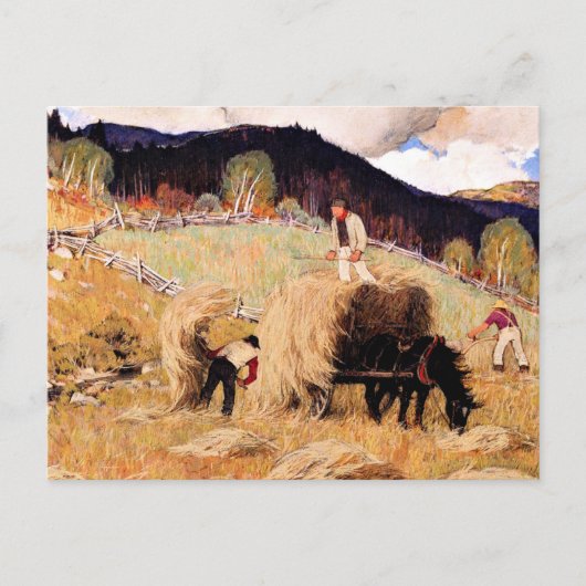 Haying, populair schilderij van Clarence Gagnon Briefkaart (Voorkant)