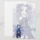 "Haylee" Paarse Tattoo Butterfly Fairy Stationery Briefpapier (Voorkant / Achterkant)