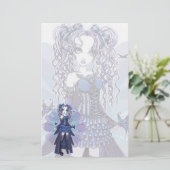 "Haylee" Paarse Tattoo Butterfly Fairy Stationery Briefpapier (Staand voorkant)