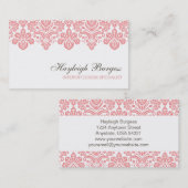 Hayleigh #1 Roze Damask Chic Visitekaartje (Voorkant / Achterkant)