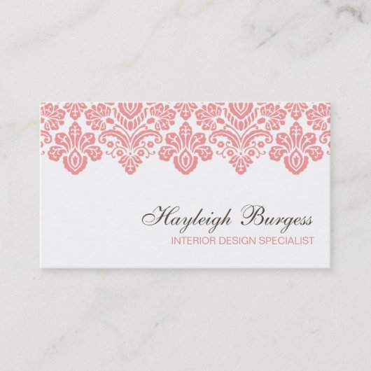 Hayleigh #1 Roze Damask Chic Visitekaartje (Voorkant)