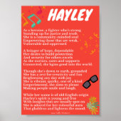 "Hayley" Name Poem Poster (Voorkant)