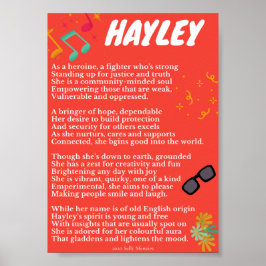 "Hayley" Name Poem Poster
