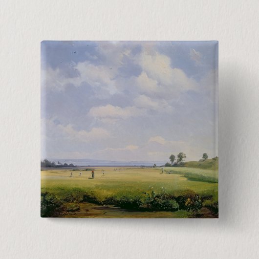 Haymaking, 1838 (olie op doek) vierkante button 5,1 cm (Voorkant)