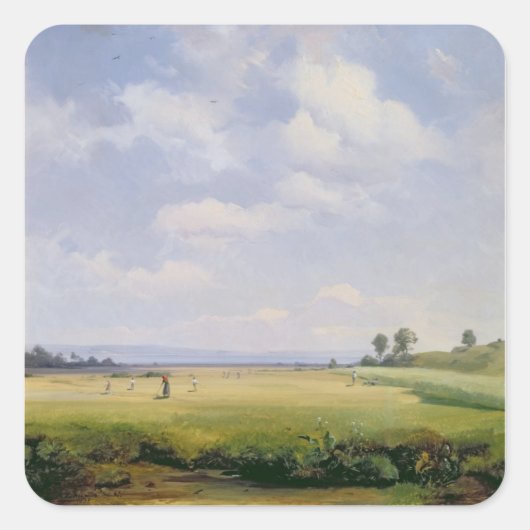 Haymaking, 1838 (olie op doek) vierkante sticker (Voorkant)