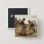 Haymaking, 1880 vierkante button 5,1 cm (Voorkant /achterkant)