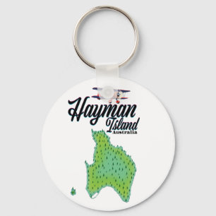 Hayman Island Vintage reiskaart. Sleutelhanger