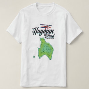 Hayman Island Vintage reiskaart. T-shirt