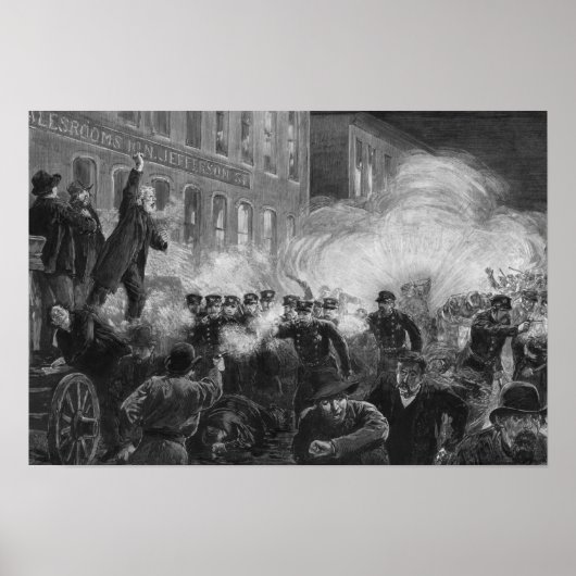 Haymarket Riot Engraving - 1886 Poster (Voorkant)