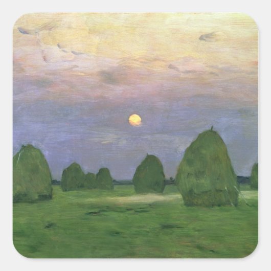 Hayricks in Dusk, 1899 Vierkante Sticker (Voorkant)