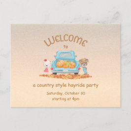 Hayride Country Beren Autumn Invitation Briefkaart