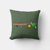 Hayride Green en Yellow Tractor Illustration Kussen (Voorkant)