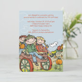 Hayride Kinder Uitnodigingen voor Herfst Verjaarda (Staand voorkant)