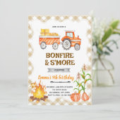 Hayrides Bonfire S'mores Pumpkin Party invite Kaart (Staand voorkant)