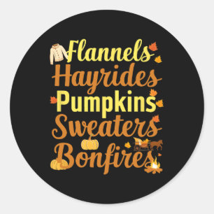 Hayrides Flannel Bonfires Truien Herfst Halloween Ronde Sticker