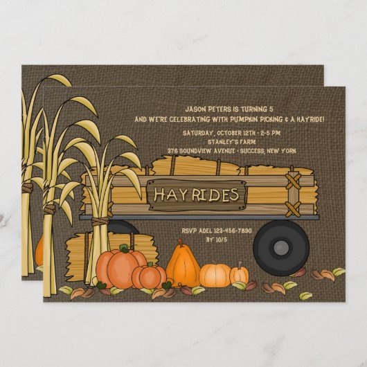 Hayrides for Sale Invitation Kaart (Voorkant / Achterkant)