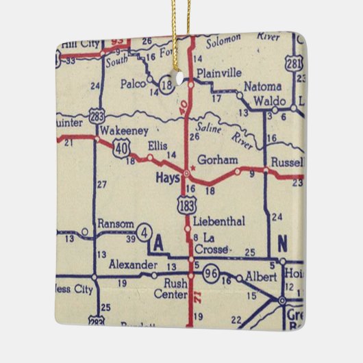 Hays KS  Map Keramisch Ornament (Links)